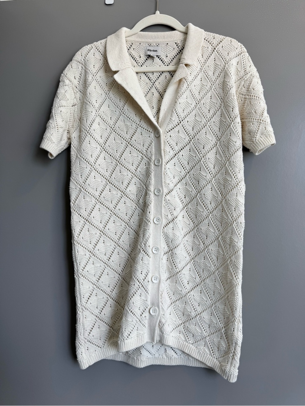 Rhythm. Women’s Cream Short-Sleeve Knit Mini Dress